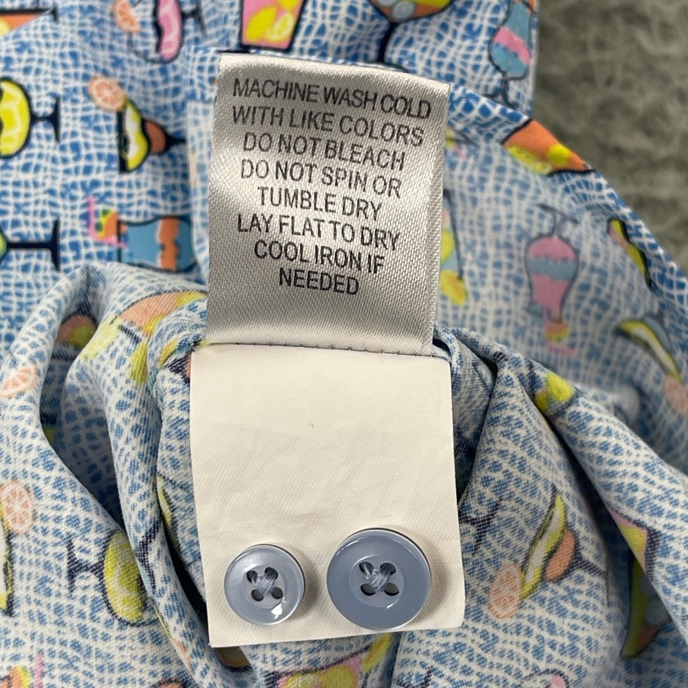 Johnston & Murphy Performance Button Down Shirt Mens XL Blue Cocktail Print - Picture 6 of 9